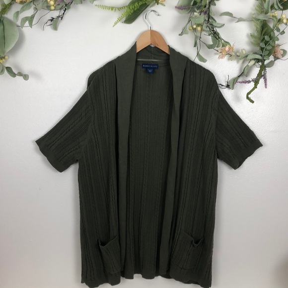 Karen Scott Sweaters - Karen Scott seafoam green shirt sleeve cardigan